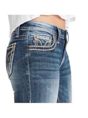 VIGOSS Women's Blue Heritage Fit Capri Distressed Jeans raw hem size 16 classic